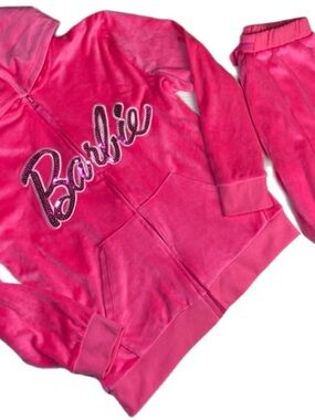 Barbie Hot Pink Velour Hoodie & Jogger Set